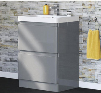 Modern 500mm Grey Gloss Freestanding Bathroom Vanity Unit Secondary image