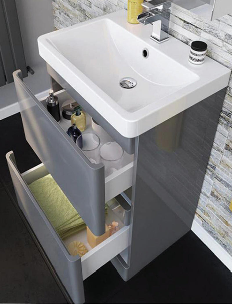 Modern 500mm Grey Gloss Freestanding Bathroom Vanity Unit