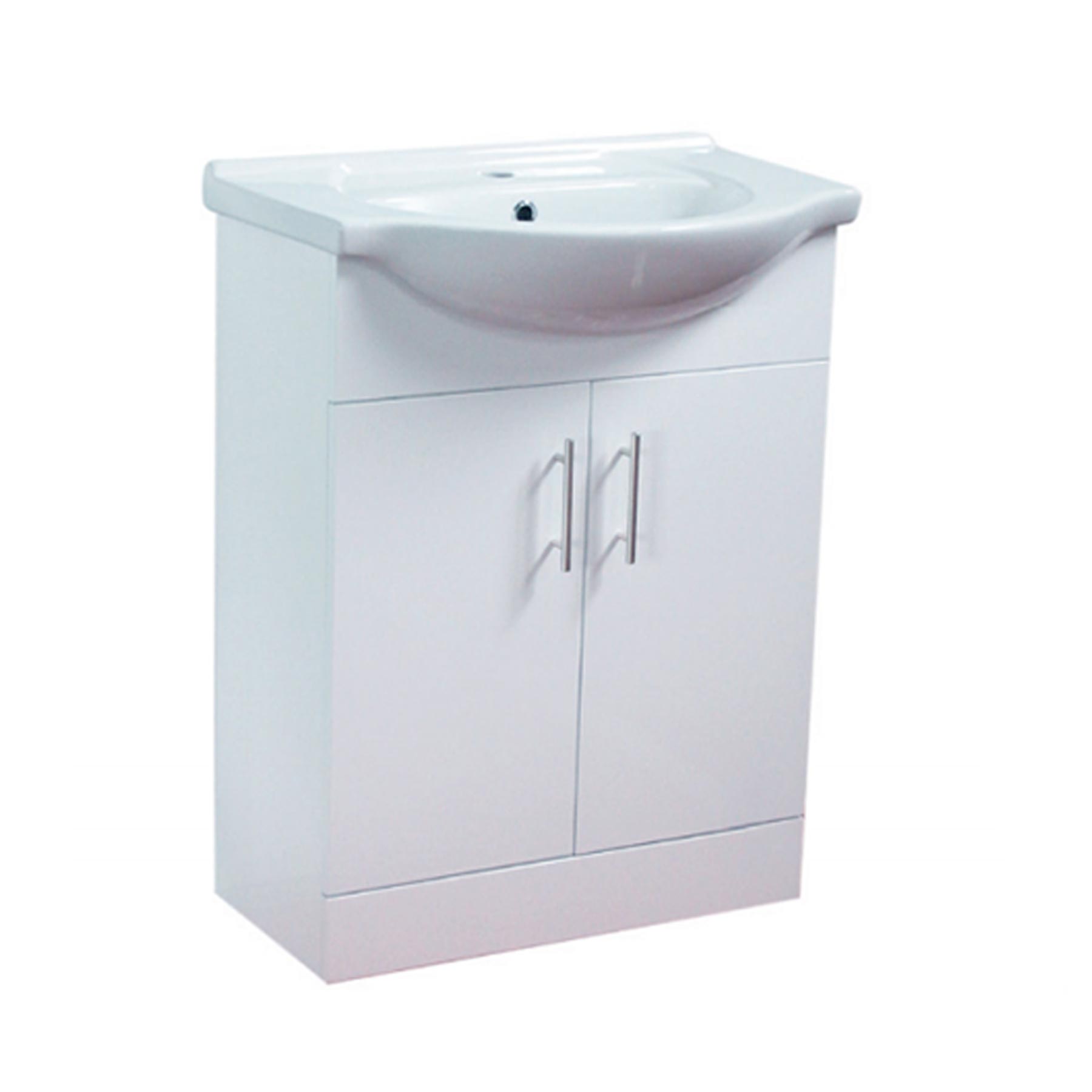 Glossy White Alpha Floor Bathroom Storage Cabinet with Minimal Assembly Required