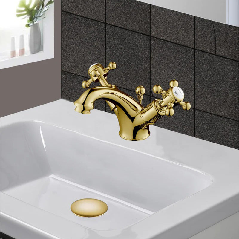 Gold Basin Mixer Tap with Pop Up Waste LP 0.2