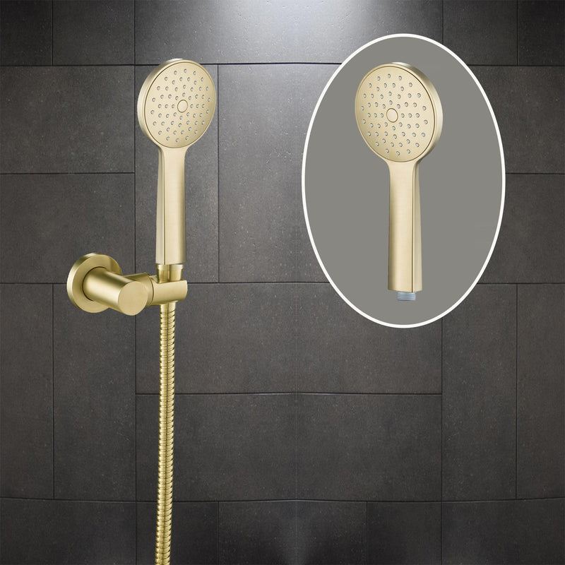 Stunning Gold Handheld Shower Head in Ultra Modern Round Design that provides Full Coverage and Smooth Spray