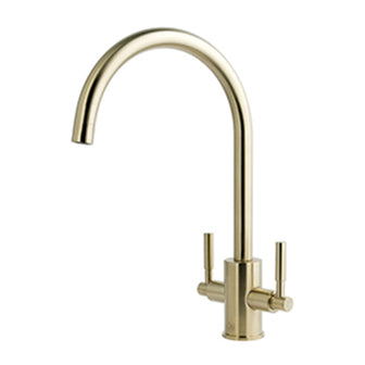 Twin Lever Kitchen Tap with Swivel Spout - Brushed Brass Secondary image