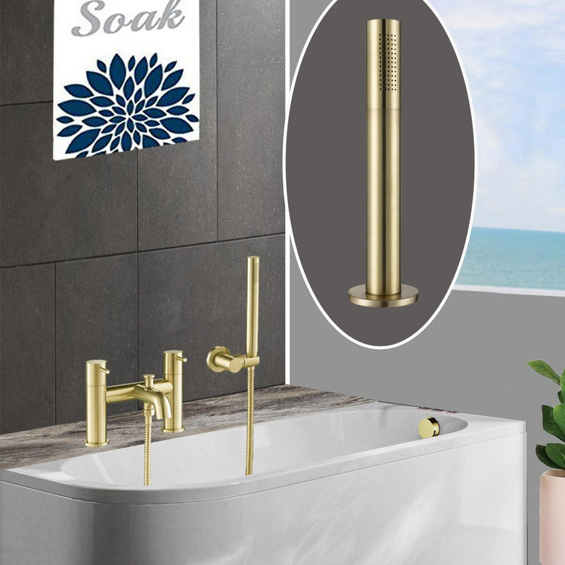 Striking Gold Pullout Shower Handle with Overflow Waste Drainer Suitable for Use with Manual and Thermostatic Shower Valves