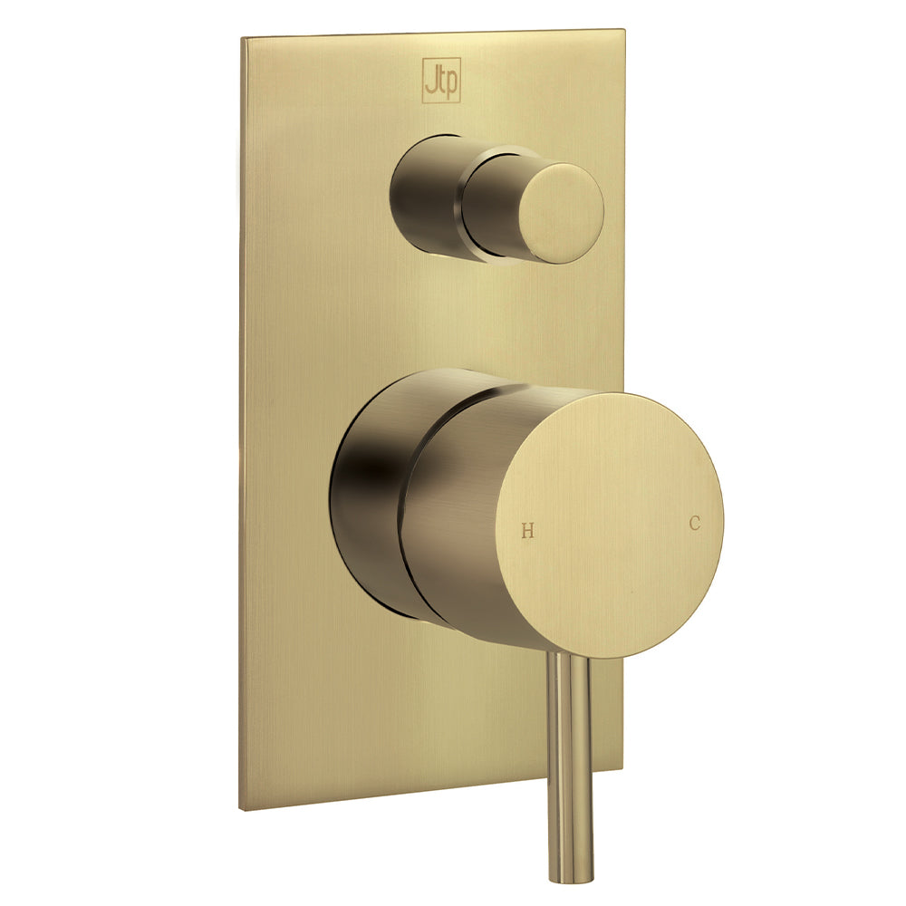 Gold Single Lever Manual Diverter Valve, Brushed Brass-tapron