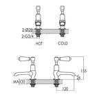 Long-Nose Gold Basin Pillar Taps -Tapron