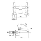 Wall Mounted Bath Filler Taps technical drawings