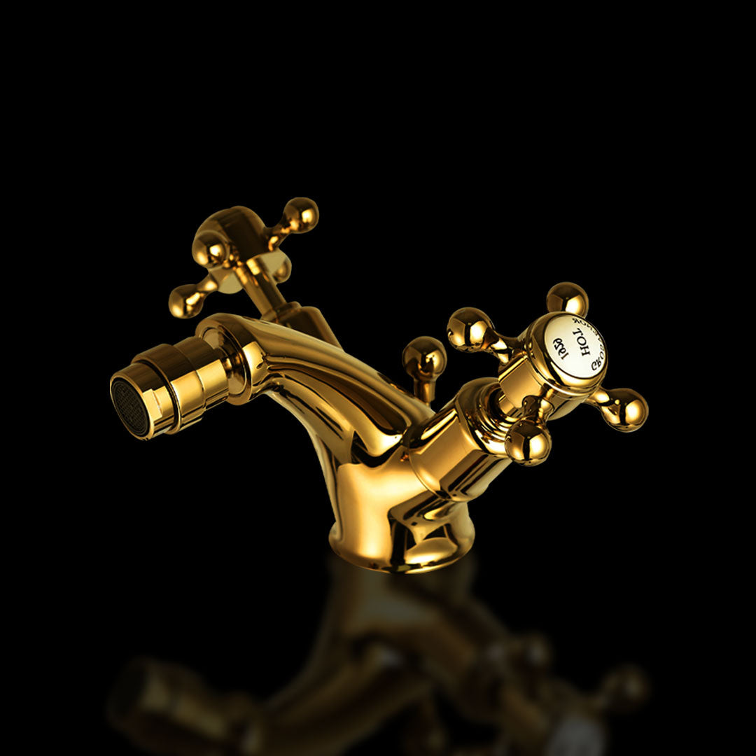 gold bidet tap with pop up waste