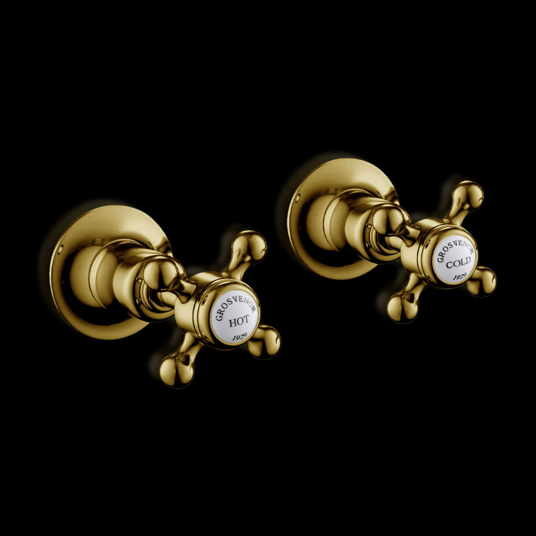 Gold Crosshead Valves - Elegant Wall-Mounted On/Off Valves Secondary image