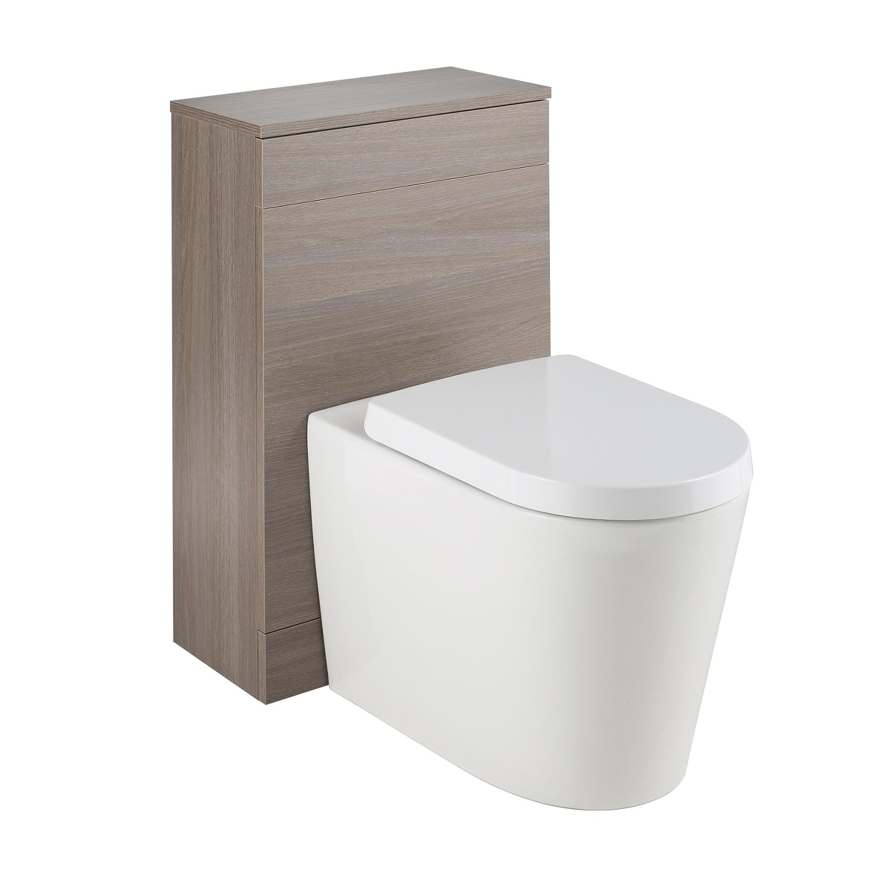 Grey freestanding WC  500 unit from Tapron installed in a bathroom with a WC pan in front of the unit