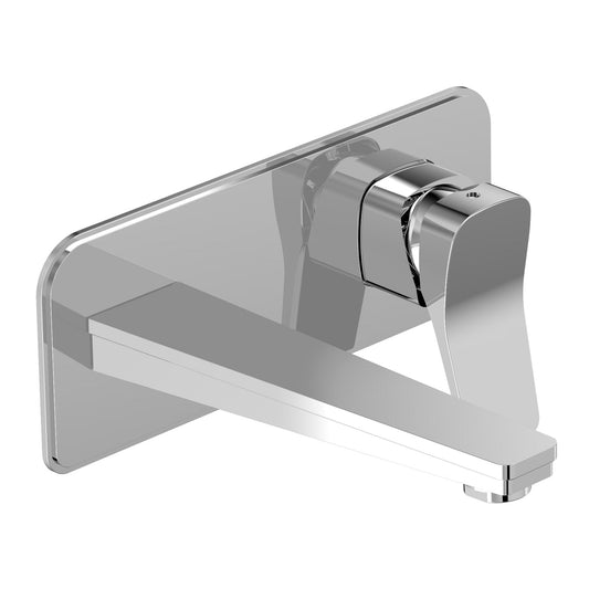 HIX Single Lever 2 Hole Wall Mounted Basin Mixer with Rectangular Backplate and Soft Edges Plated with Chrome MP 0.5, Projection 181mm 1800