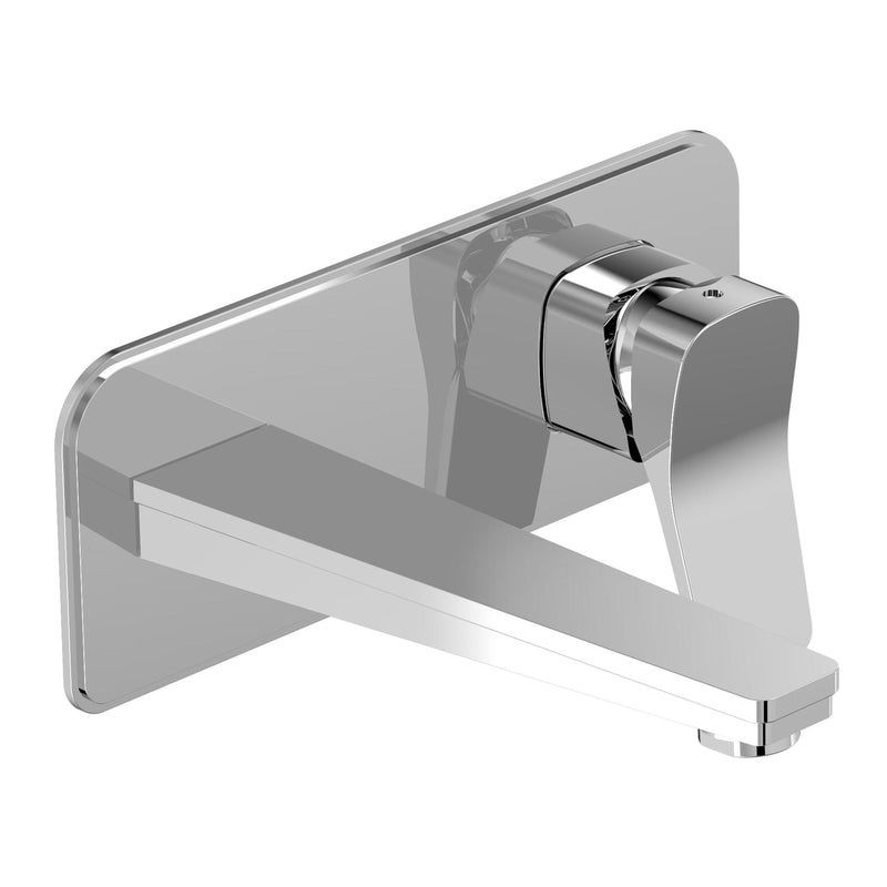 HIX Single Lever 2 Hole Wall Mounted Basin Mixer with Rectangular Backplate and Soft Edges Plated with Chrome MP 0.5, Projection 181mm