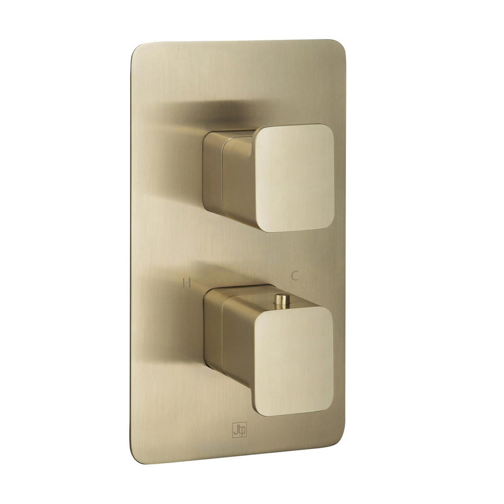 HIX Thermostatic Concealed 1 Outlet Shower Valve Brushed Gold Vertical 