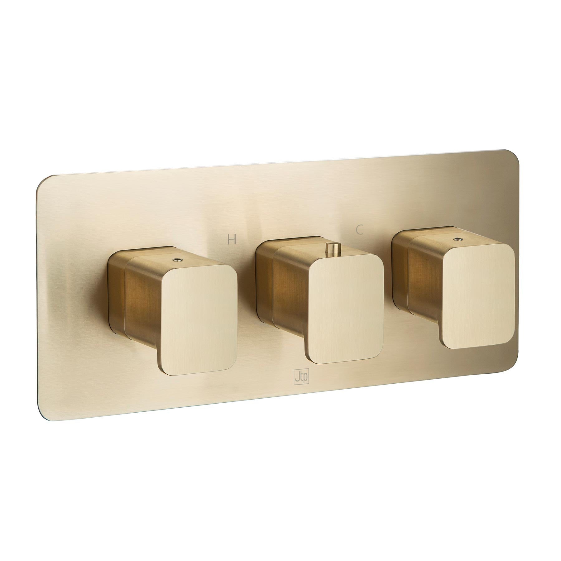Horizontal 3 outlets concealed shower valve - brushed brass