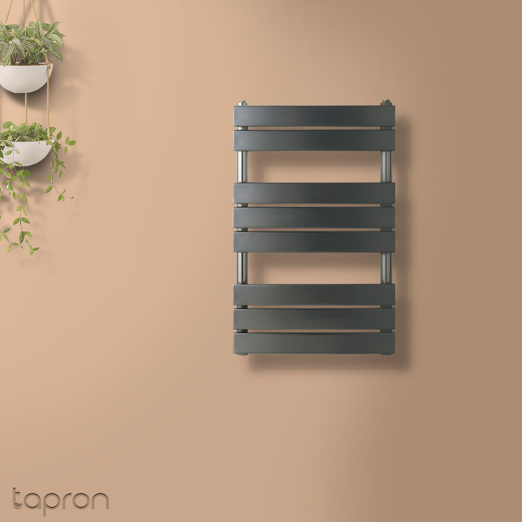 Black Towel Radiator 800mm X 500mm - Brushed Black