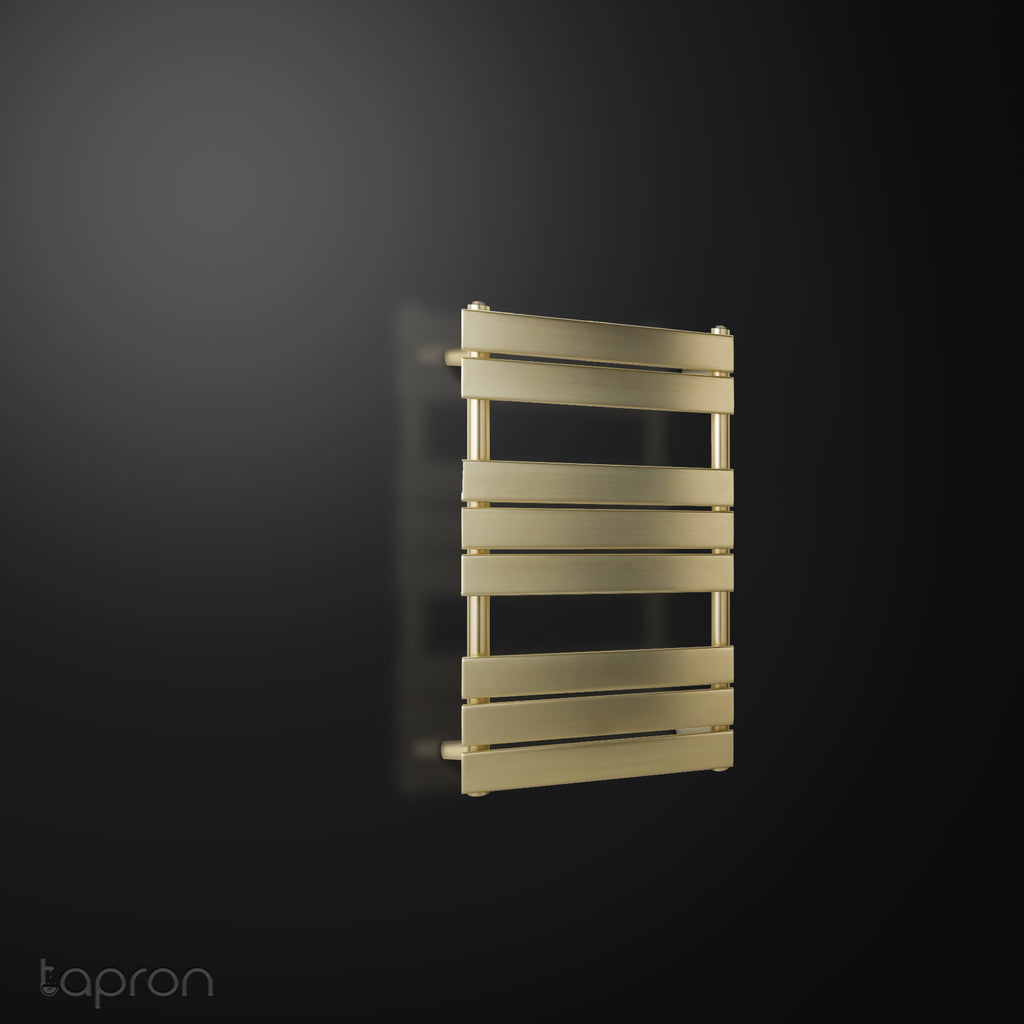 Flat Panel Radiator with Towel Rail - Brushed Brass Gold Finish