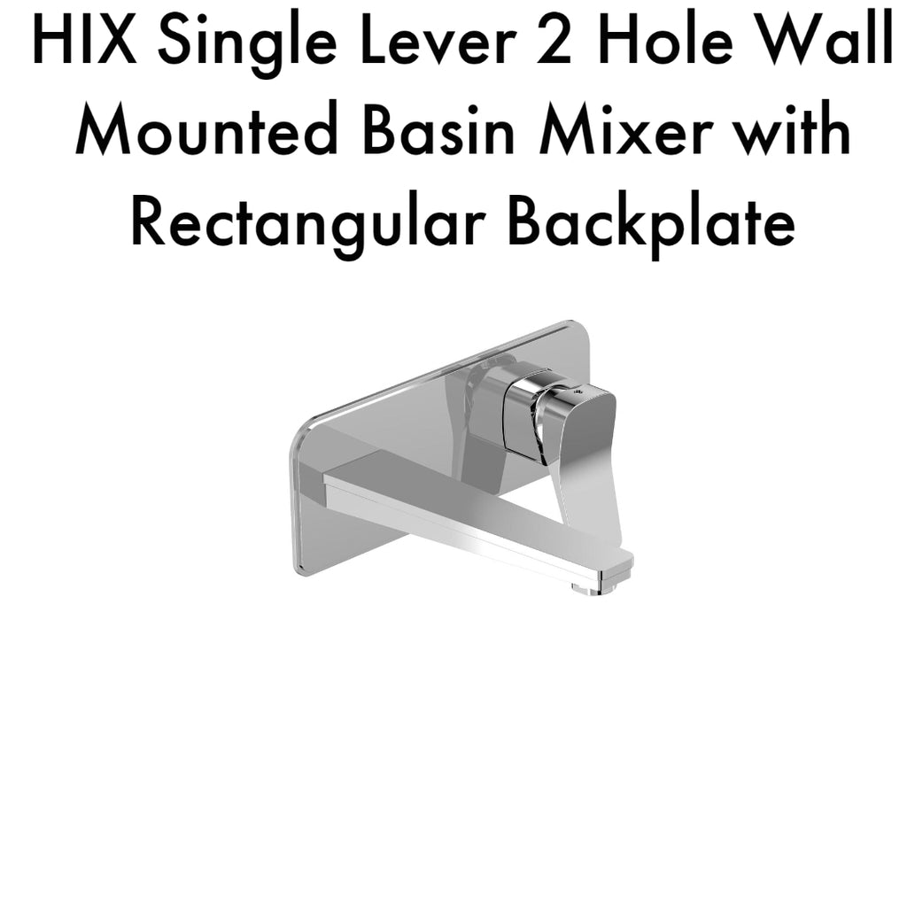 HIX Single Lever 2 Hole Wall Mounted Basin Mixer with Rectangular Backplate Chrome 
