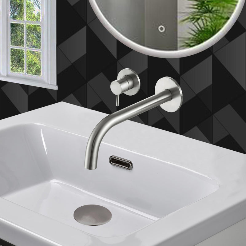 Inox 2 Hole Wall Mounted Basin Mixer Tap- Stainless Steel, 1HP