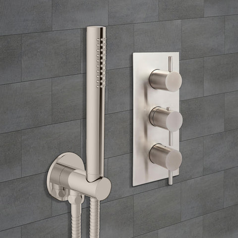 Products Inox Brushed Stainless Steel Concealed Thermostatic 2 Outlets Shower Valve - Vertical