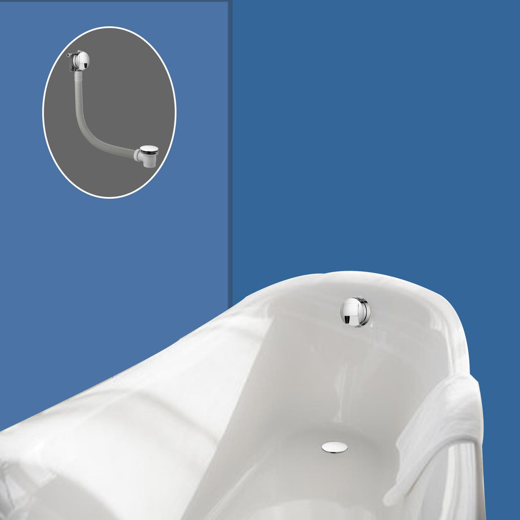 Inox Stainless Steel Slimline Exofil Overflow Bath Filler with Pop-Up Waste