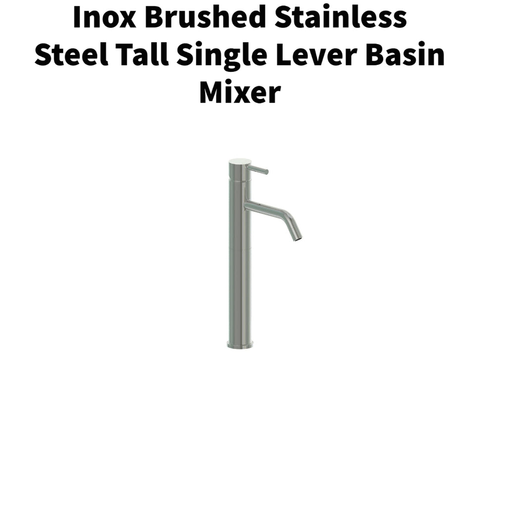 Inox Brushed Stainless Steel Tall Single Lever Basin Mixer