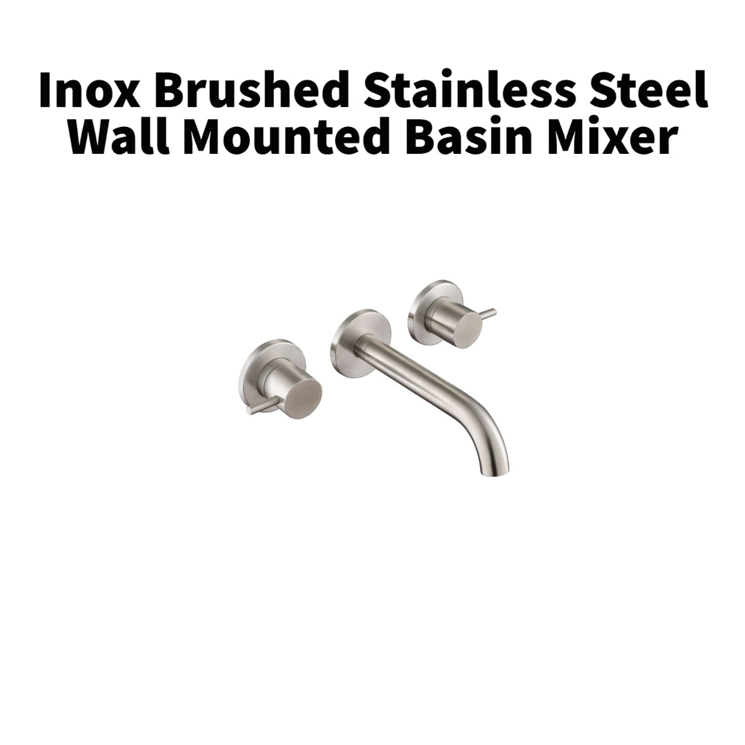 Inox Brushed Stainless Steel Wall Mounted Basin Mixer