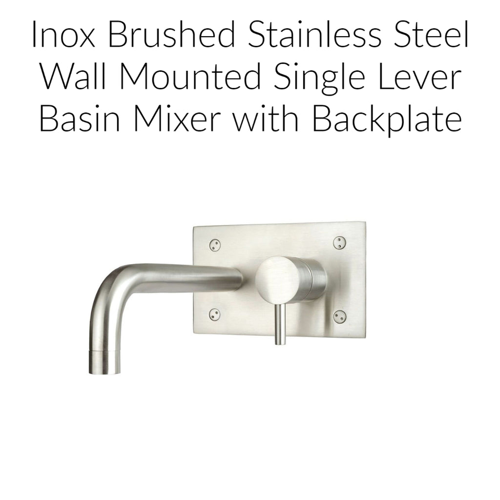 Inox Brushed Stainless Steel Wall Mounted Single Lever Basin Mixer with Backplate 