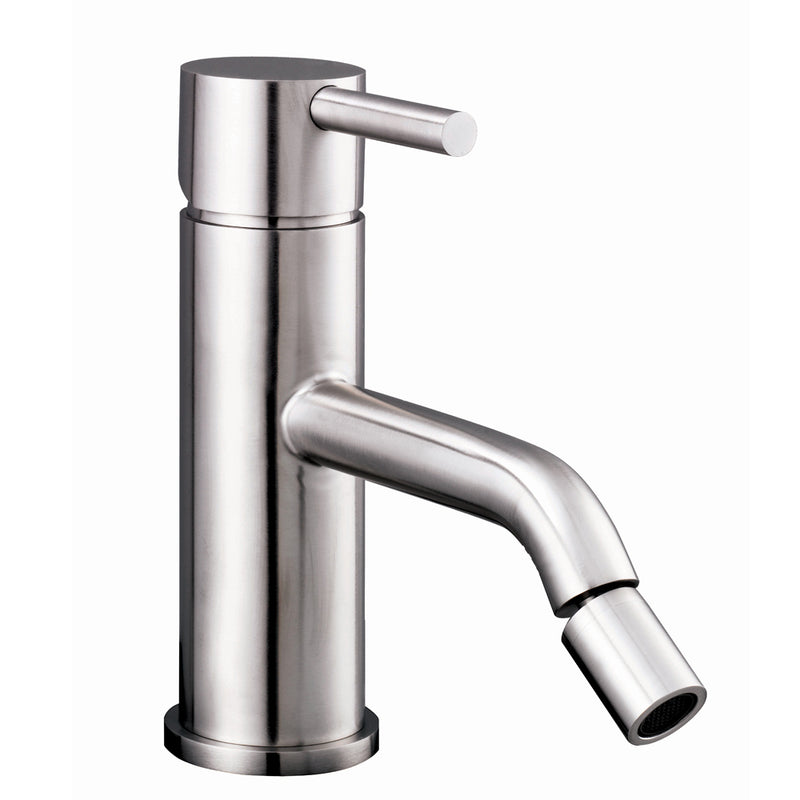 Single Lever Bidet Mixer Tap - Brushed Stainless Steel