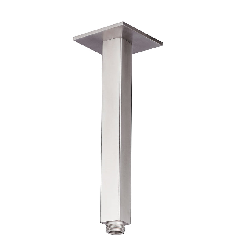 Brushed Stainless Steel Square Ceiling Shower Arm - 200mm