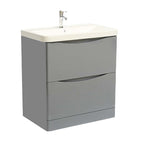 Isla Floor Standing Vanity Unit with Deep Ceramic Basin in Glossy Grey Finish [TRIS600FSG]