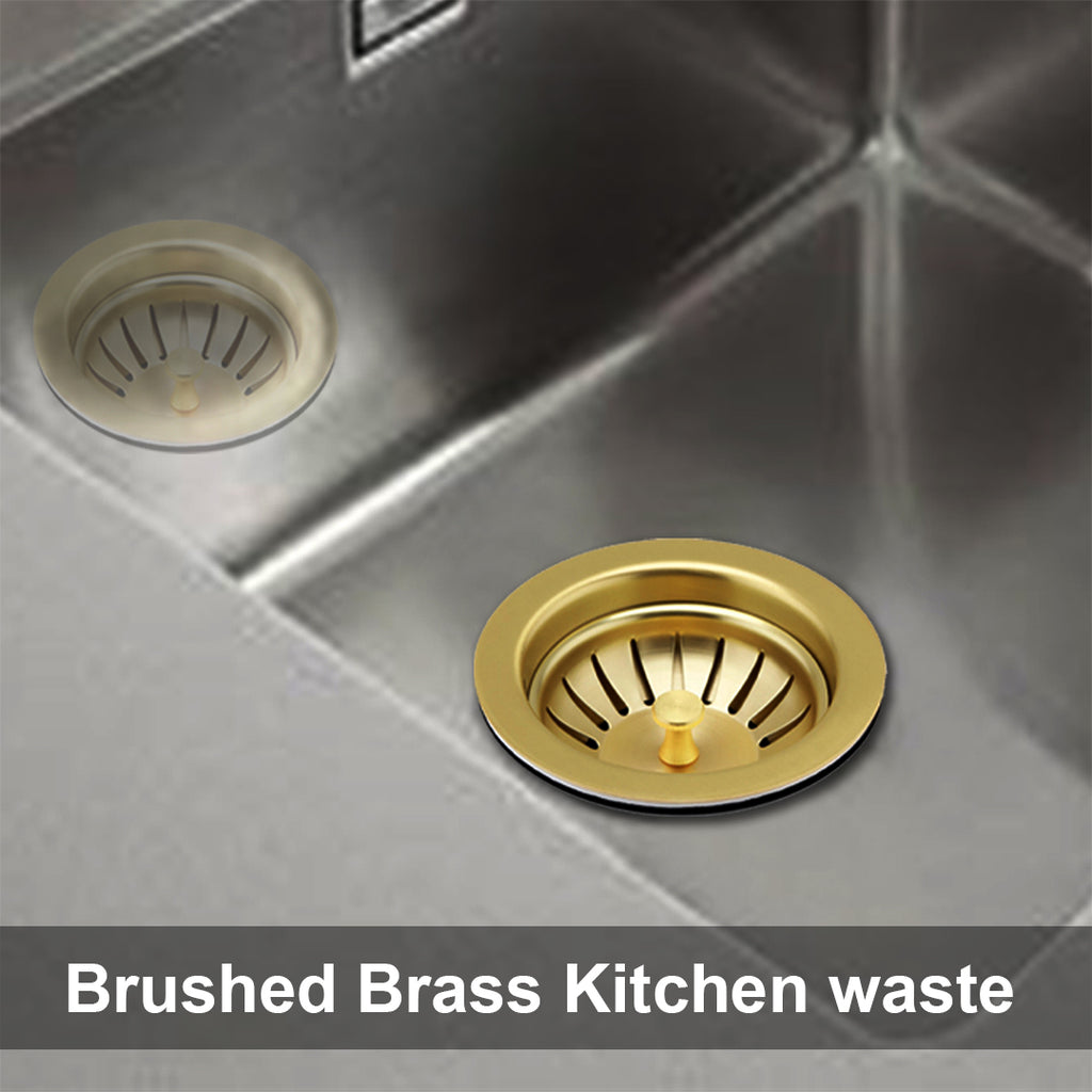 Brushed Brass Kitchen Sink Waste Trap - 90mm Sink Waste