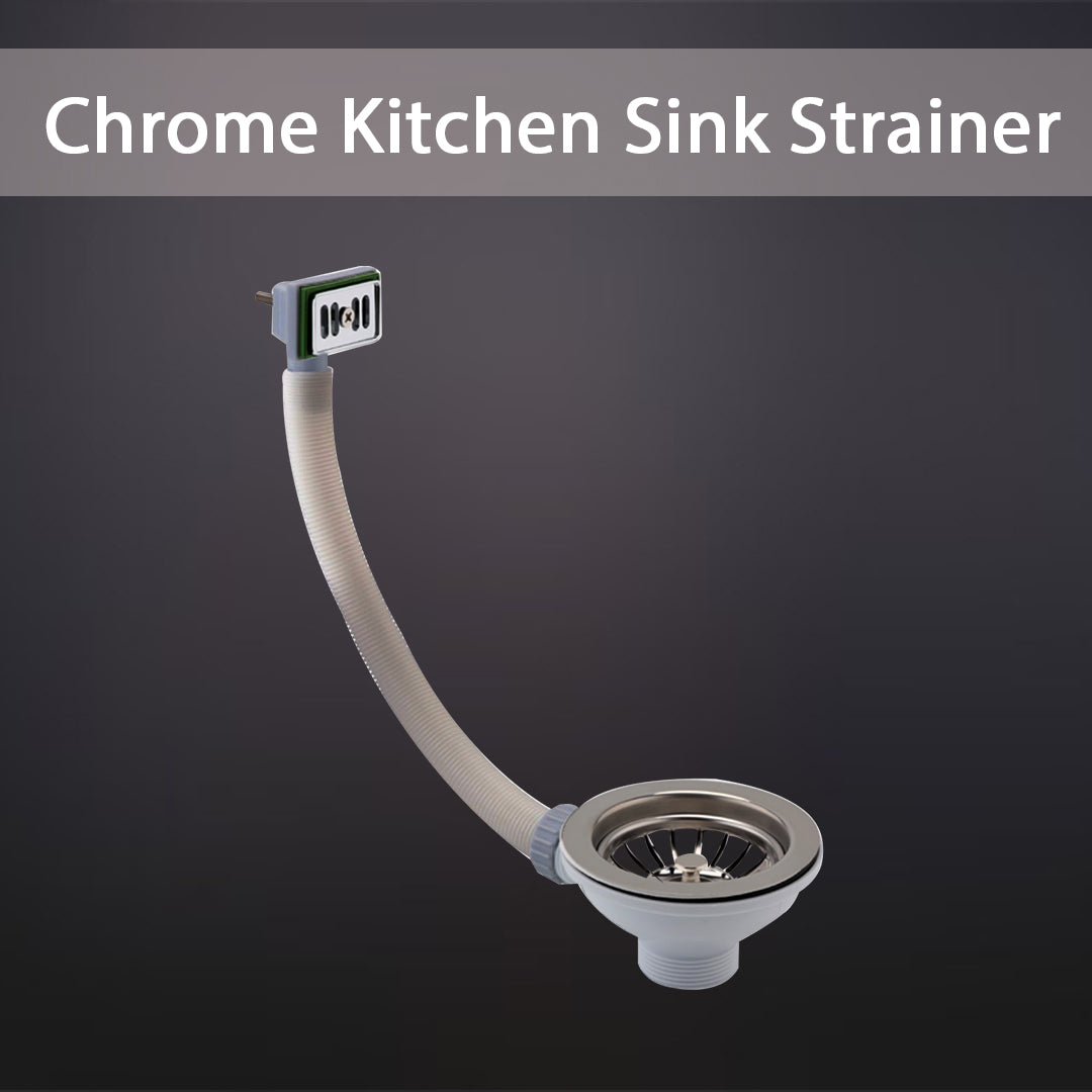 Kitchen Sink Strainer Basket with Square Overflow Pipe & Cover Chrome 
