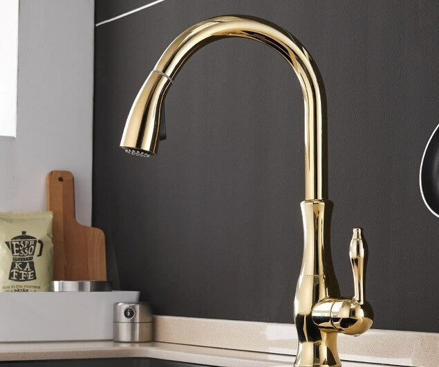 Gold Kitchen Tap with Pull Out