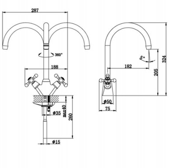 Traditional Crosshead Mono Kitchen Mixer Tap- Polished Chrome Secondary image