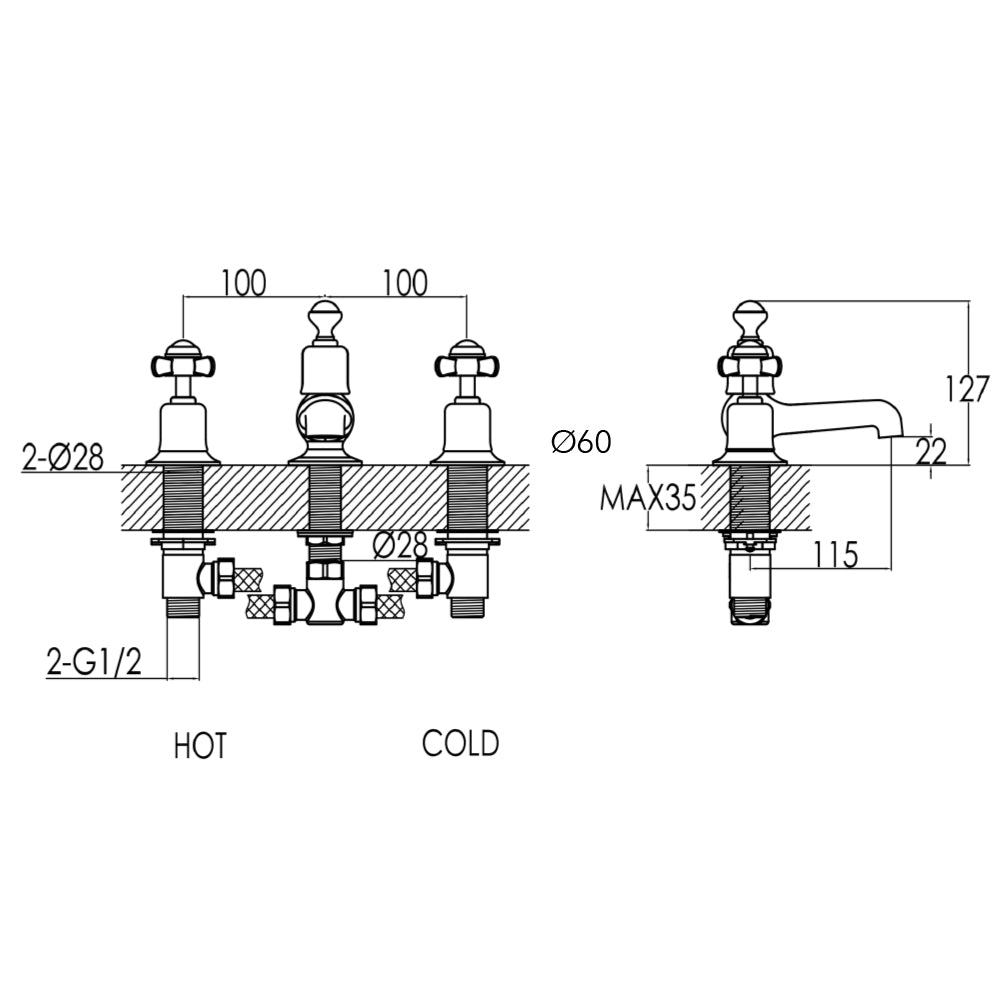 basin mixer taps uk Technical Drawing -Tapron