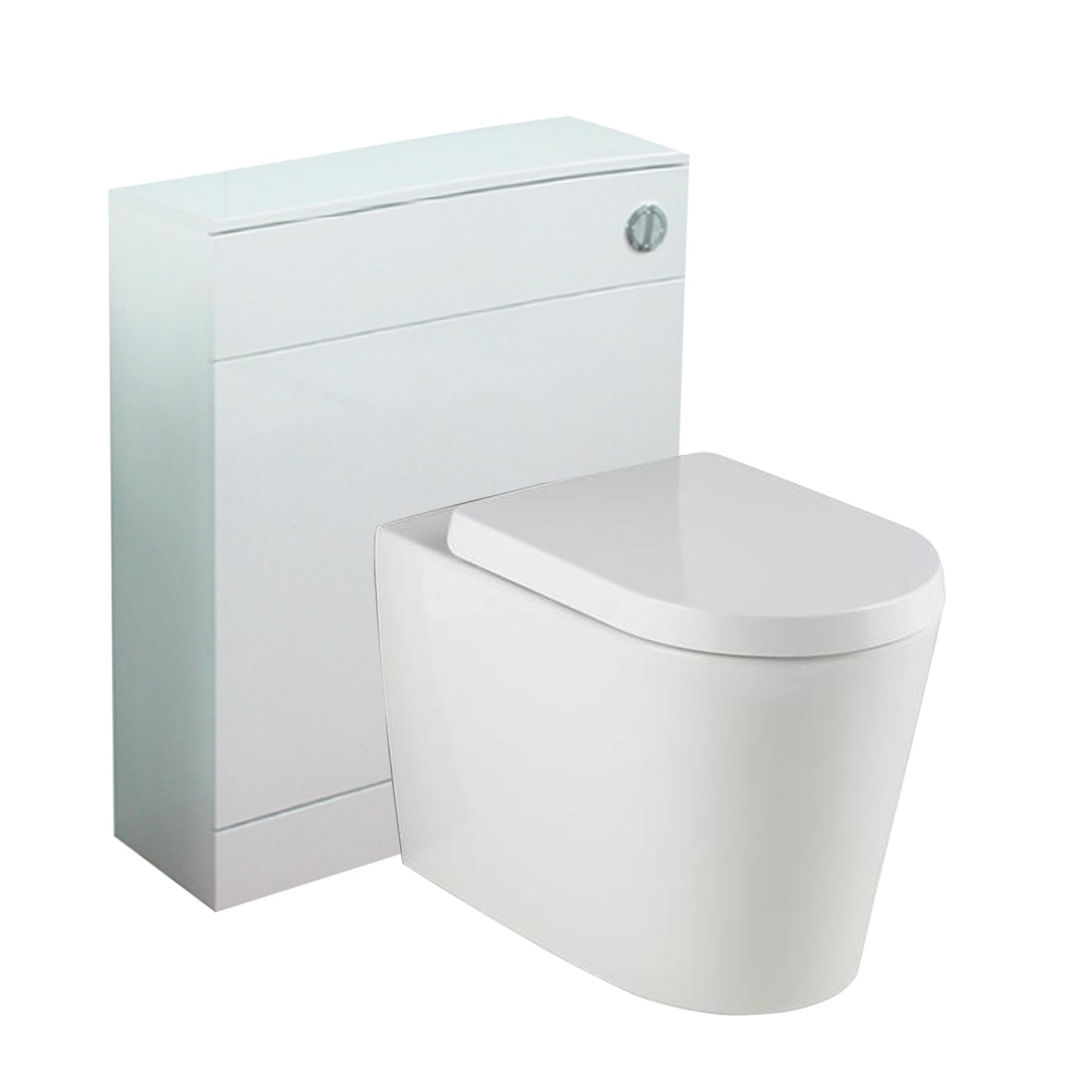 Concealed Cistern Unit with Chrome Flush Button - White, 600mm Secondary image