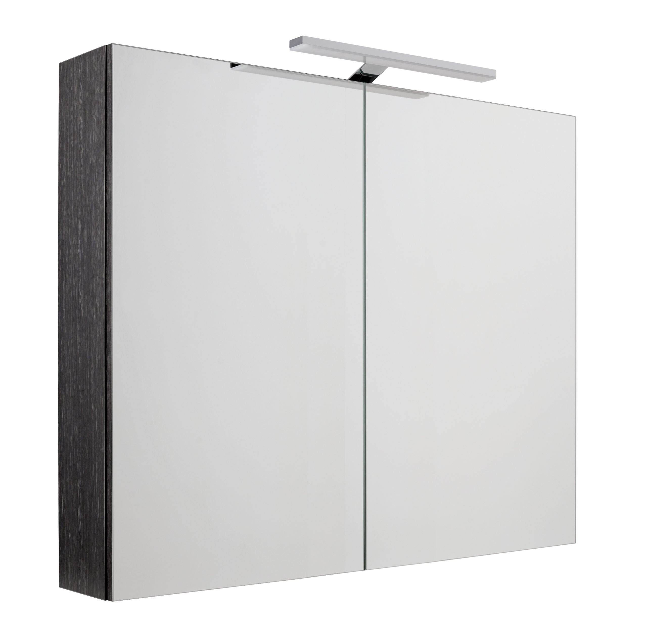 Black Mirror Cabinet with Light and Shaver Plug - 800x700mm Main image