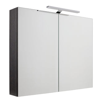 Black Mirror Cabinet with Light and Shaver Plug - 800x700mm Main image