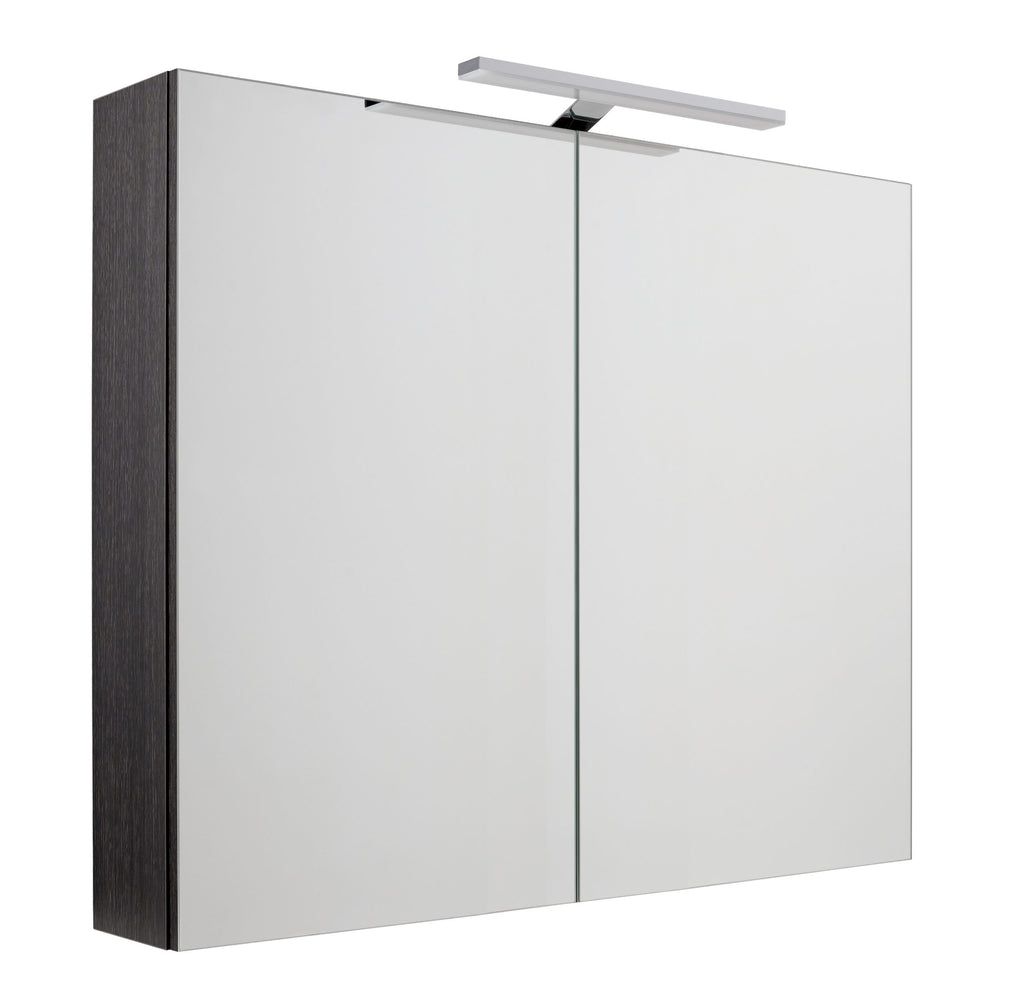 Black Mirror Cabinet with Light and Shaver Plug - 800x700mm