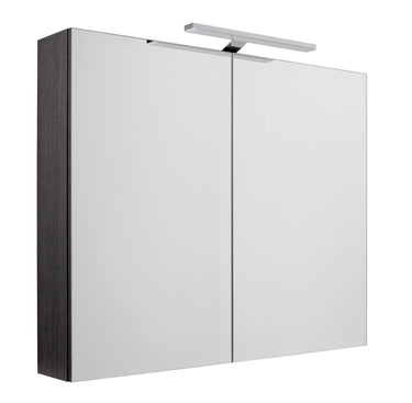 Black Mirror Cabinet with Light and Shaver Plug - 800x700mm