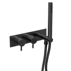 2 Outlet Thermostatic Concealed Shower Valve with Shower Handset & Designer Handle Matt Black-Tapron