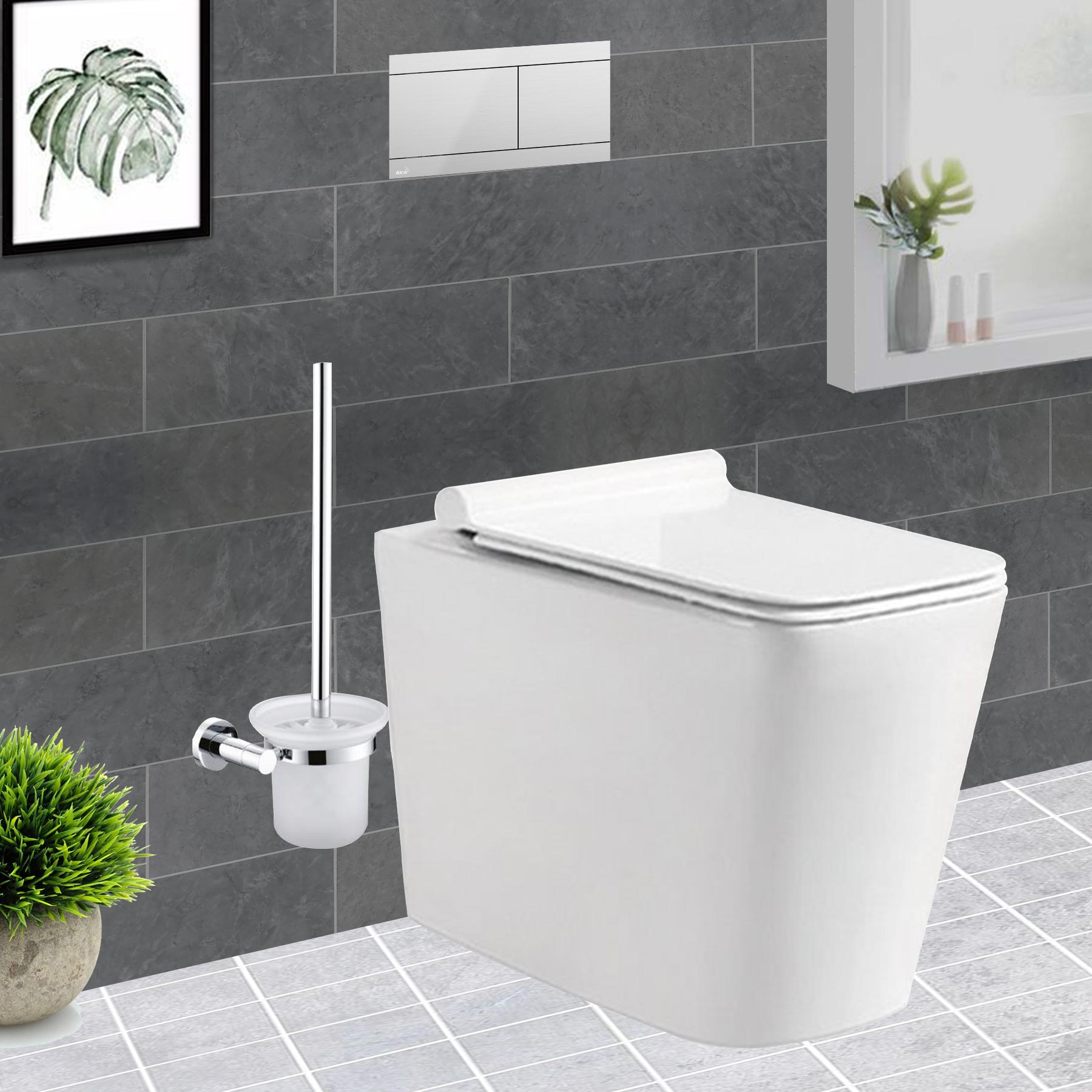 Marino Toilet Brush Holder with Frosted Glass