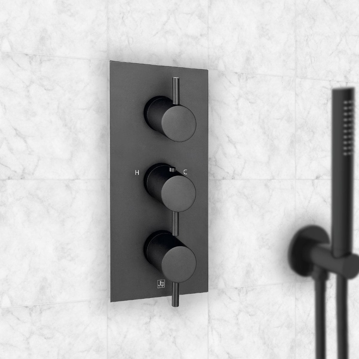 Matt Black 2 Outlet Thermostatic Concealed Shower Valve Secondary image