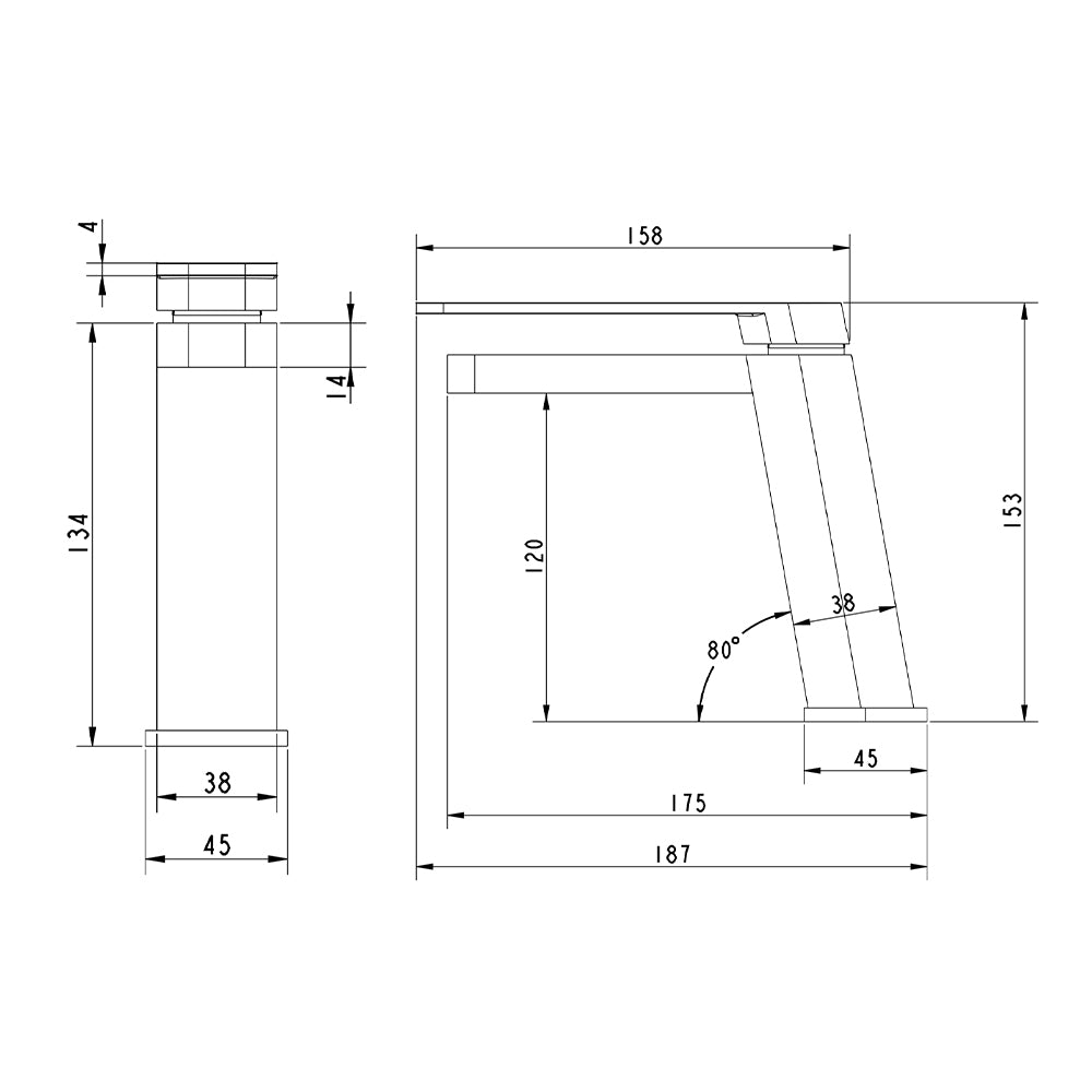 Bathroom Basin Tap Chrome Finish and Matt Black
