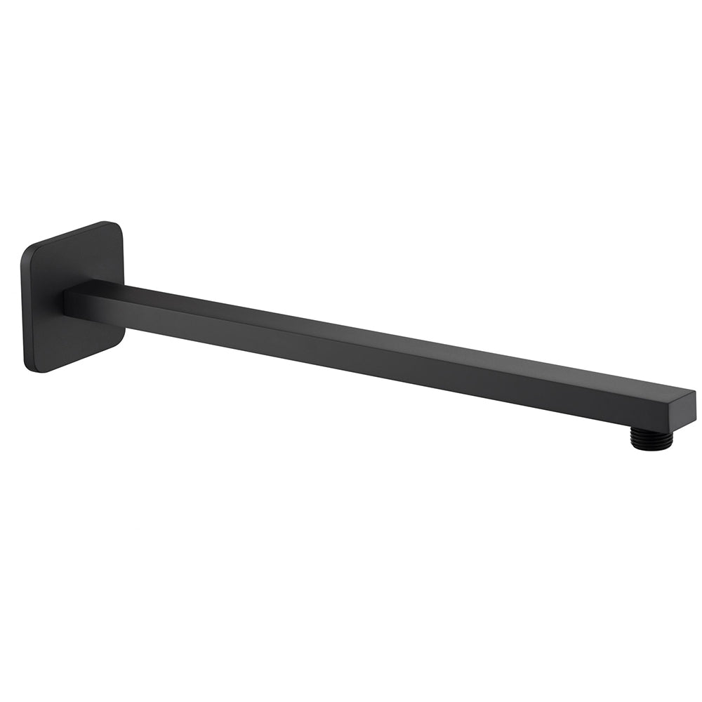 Matt Black Fixed Wall Mounted Square Shower Arm - 380mm