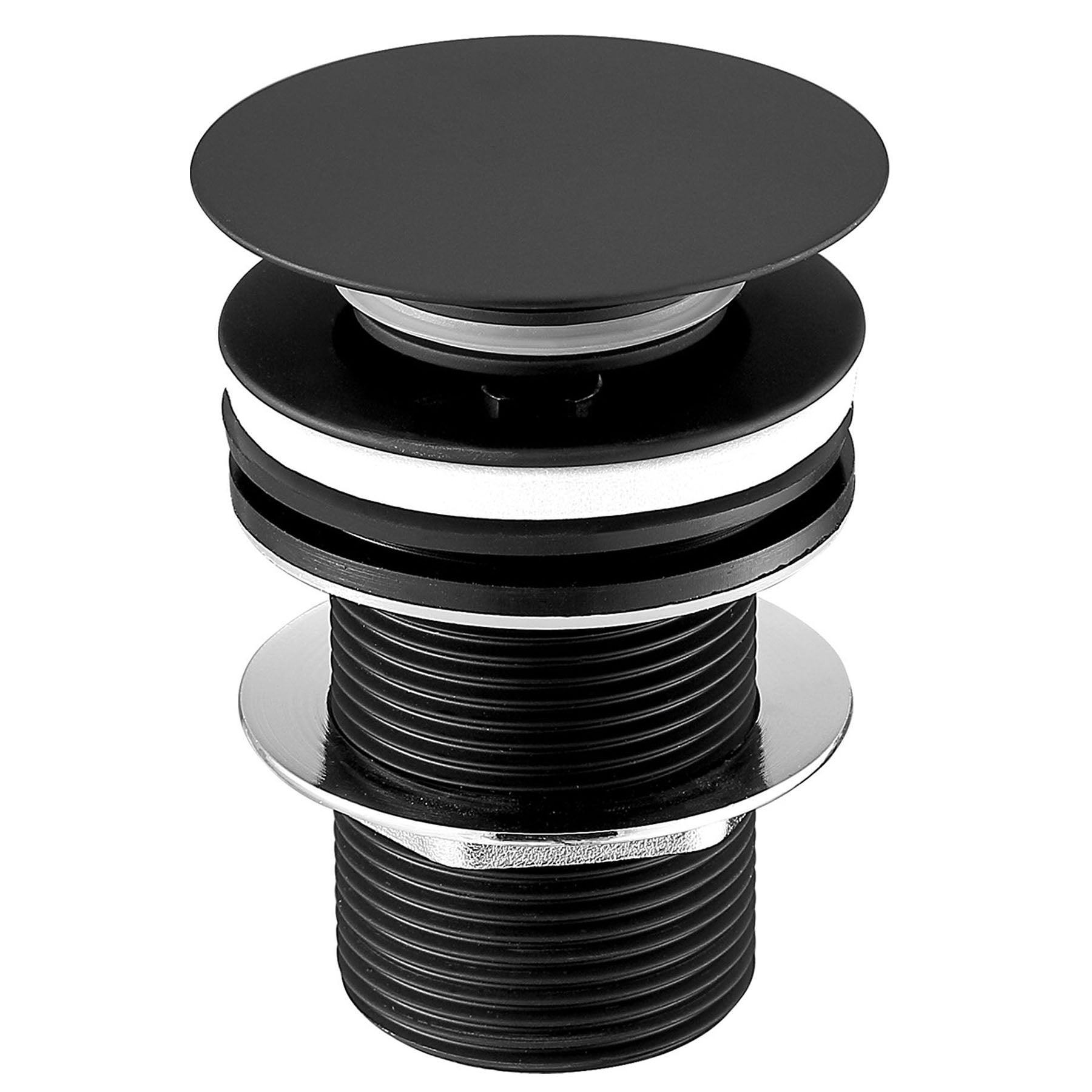 VOS Unslotted Click Clack Basin Waste with Matt Black Finish