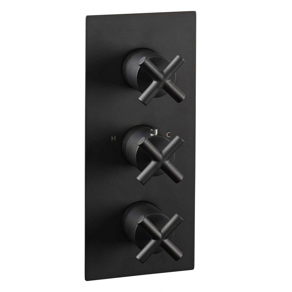  Black Thermostatic Concealed 2 Outlet Shower Valve, Vertical 