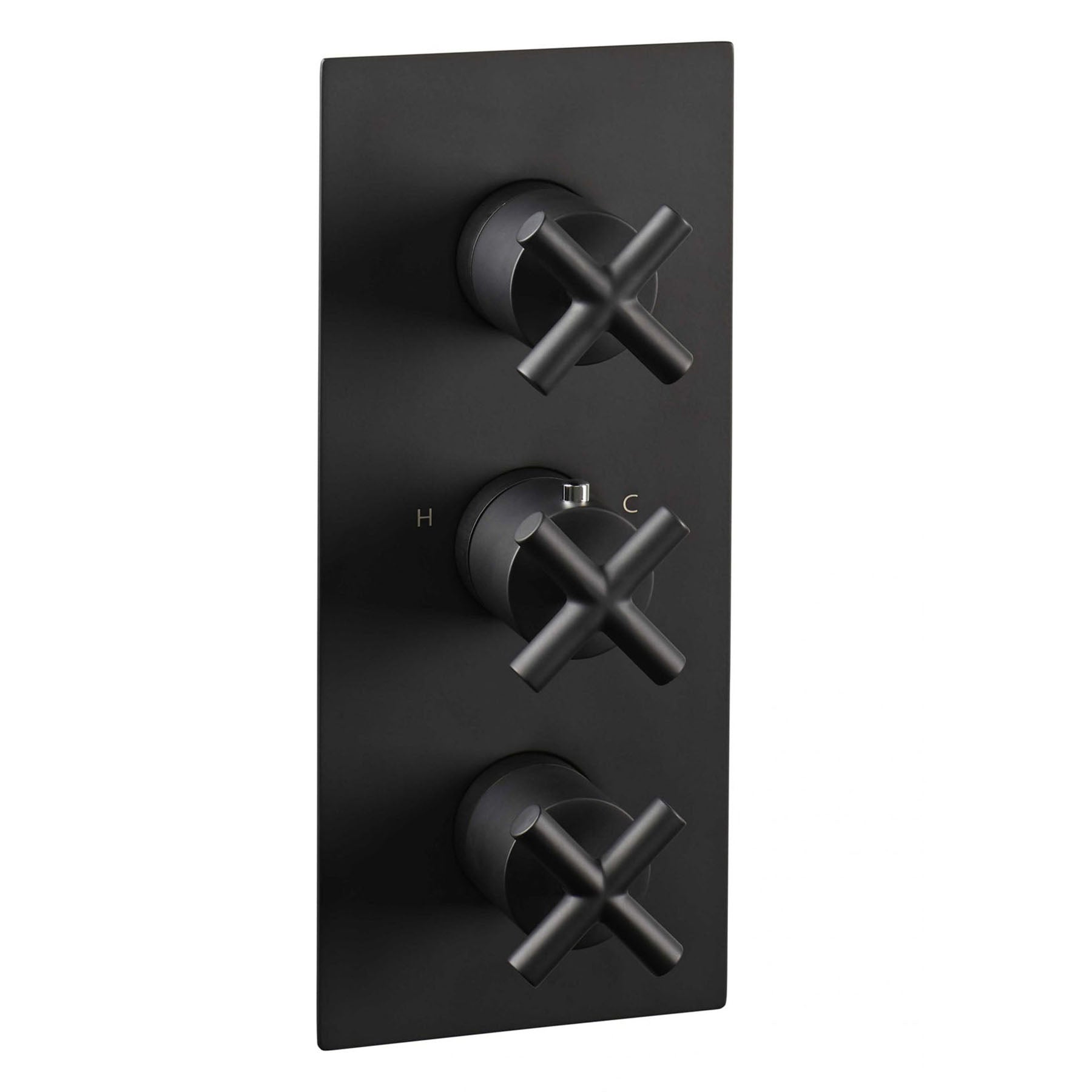  Black Thermostatic Concealed 2 Outlet Shower Valve, Vertical 