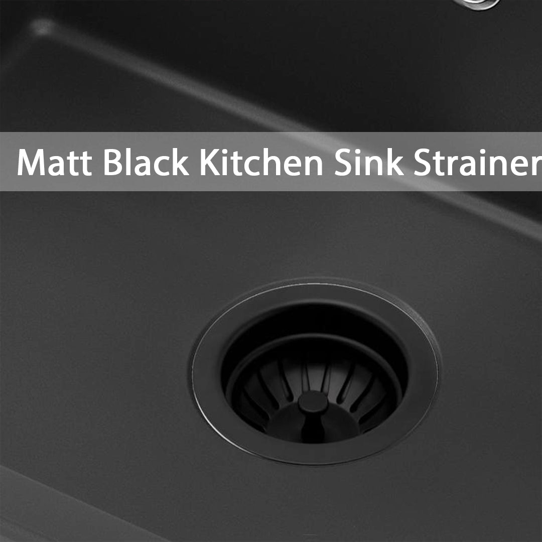 Matt Black Kitchen Sink Strainer with Square Overflow and Cover