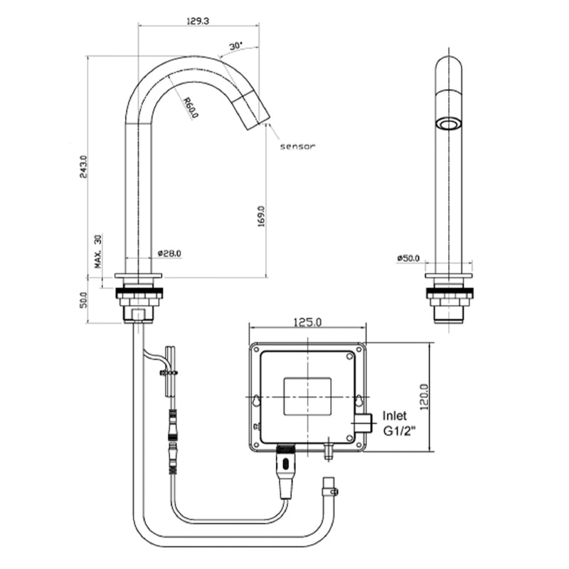 tall basin tap-Drawing technical