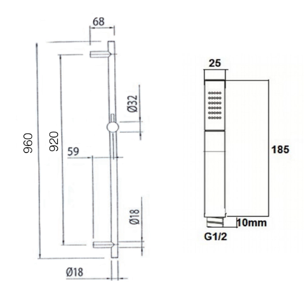 Shower Riser Kit | Long Shower Riser Rail | Tapron UK